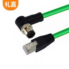 礼嘉（LIJIA） 4针D型M12弯头转RJ45 高柔工业相机网线30米 千兆屏蔽耐弯折耐磨康耐视工业拖链电缆 LJ-M12-4DW30