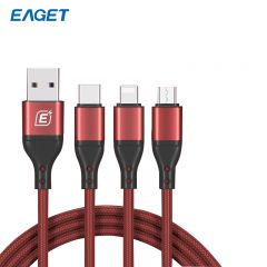 忆捷（EAGET） EC008S三合一快充数据线60W快充适用苹果12Type-C华为安卓手机红色