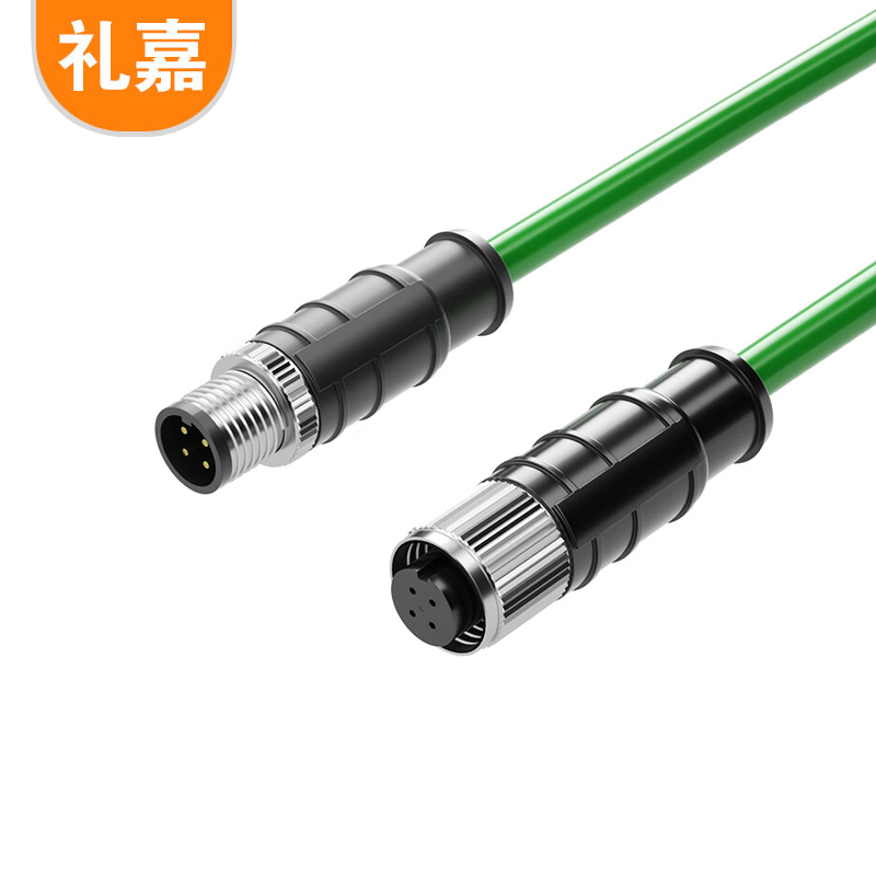 礼嘉（LIJIA）4针D型 M12转M12 工业屏蔽网线20米 高柔工业相机传感器拖链电缆屏蔽耐折 公对母 LJ-4MJ20
