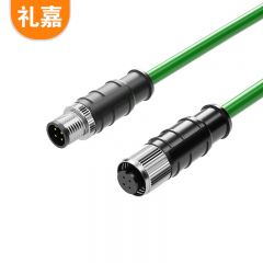 礼嘉（LIJIA）4针D型 M12转M12 工业屏蔽网线20米 高柔工业相机传感器拖链电缆屏蔽耐折 公对母 LJ-4MJ20