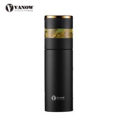 Vanow 智能纯银保温杯男女999银水杯子高档茶水分离纯银内胆便携泡茶杯 商务黑VO-PN-450Y