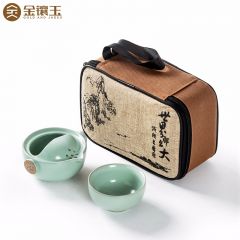 金镶玉 茶具茶壶茶杯 功夫旅行茶具套装泡茶壶 快客杯飘逸杯盖碗汝窑 祥龙快客杯茶壶160ml，杯子100ml