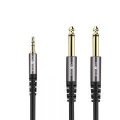 秋叶原  QAD20BKT5 3.5mm转双6.5mm音频线 6.35大二芯一分二转接线 手机电脑调音台音箱响连接线 5米