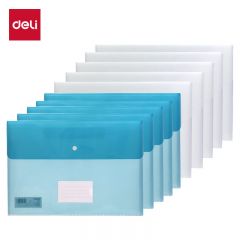 得力（deli） 5506 文件袋带标签彩色按扣资料袋试卷透明收纳袋学科分类学习用品 10只A4 双色随机