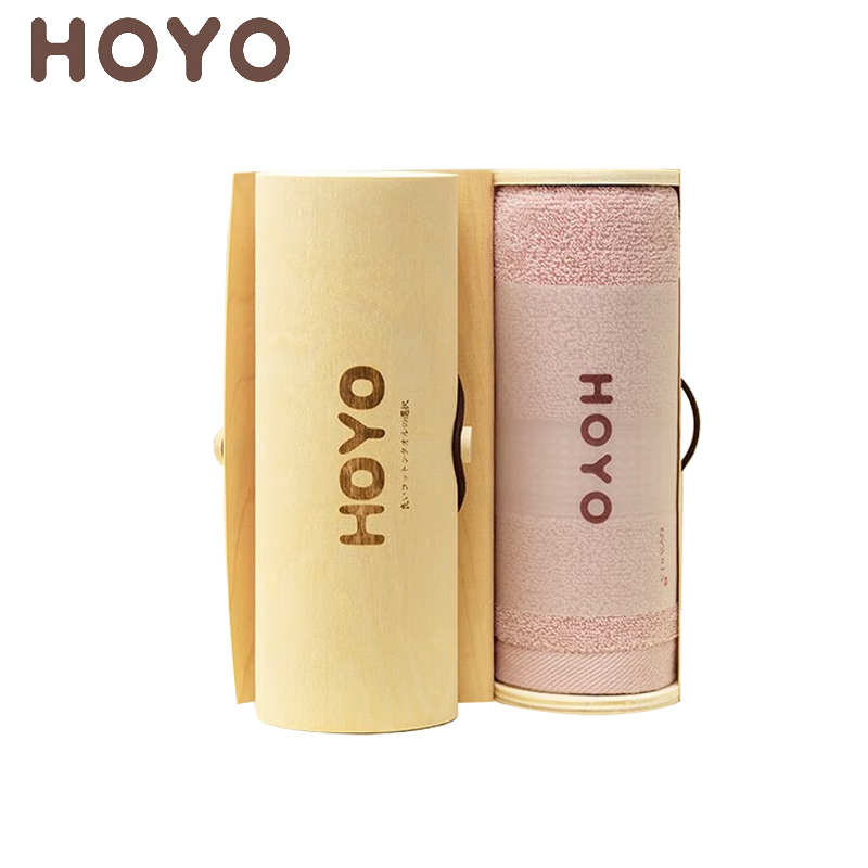 HOYO JP8961臻品长绒棉毛巾橡木礼盒单条装浅粉色