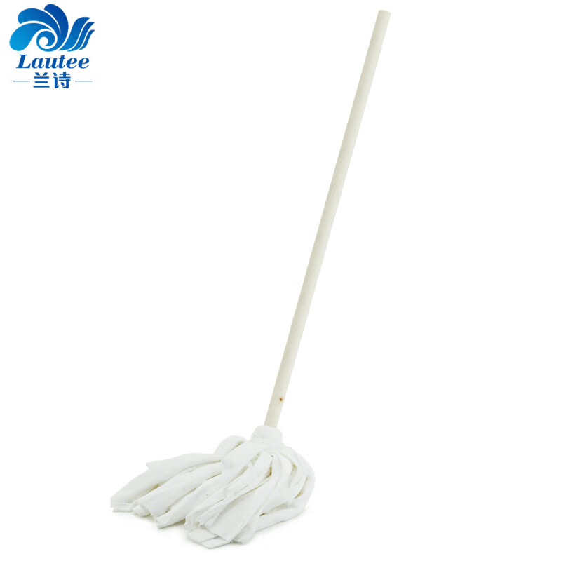 兰诗（LAUTEE）白毛巾布拖把 酒店物业商用老式木杆圆头拖把 10个装 DM-182
