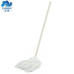 兰诗（LAUTEE）白毛巾布拖把 酒店物业商用老式木杆圆头拖把 10个装 DM-182