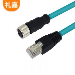 礼嘉（LIJIA）8芯A型母头 M12转RJ45网线25米 高柔工业相机传感器拖链屏蔽电缆耐折耐磨弯康耐视 LJ-M12-8AM25