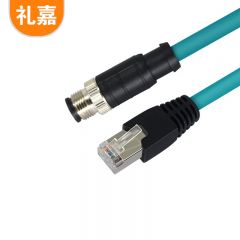 礼嘉（LIJIA） 8针A型M12转RJ45航空插头25米 高柔相机工业屏蔽网线拖链电缆 超柔屏蔽耐折弯耐磨康耐视 LJ-M12-8A25