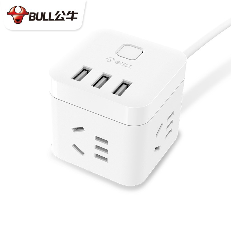 公牛（BULL） GN-U303U 3米魔方USB插座 插线板/插排/排插/接线板/拖线板 3USB接口+3插孔全长
