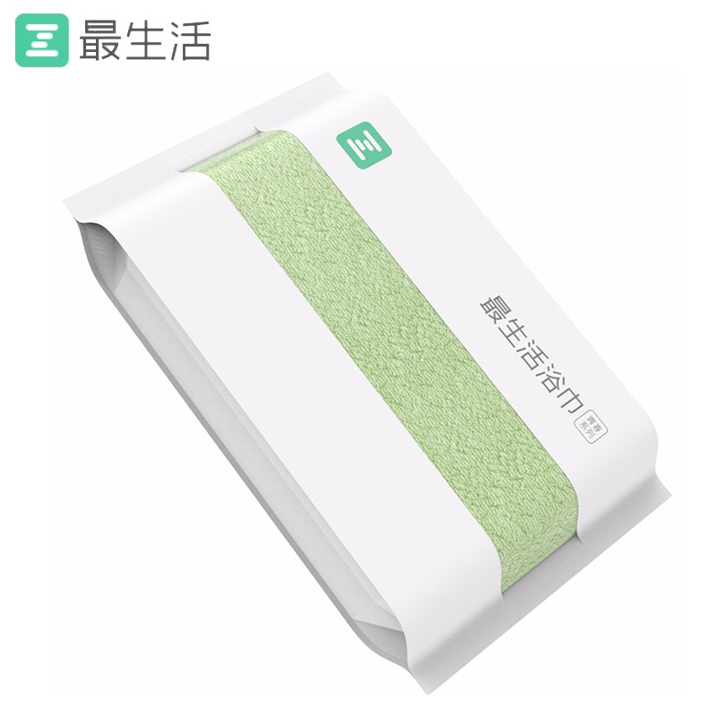 最生活（a-life） A-1194新疆长绒棉密封浴巾轻柔系列纯棉强吸水纯色成人大浴巾绿色65*130cm
