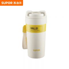 苏泊尔（SUPOR） 保温杯抗菌陶瓷覆层内胆咔哒旋饮咖啡杯水杯KCV50AB10日光白500mL