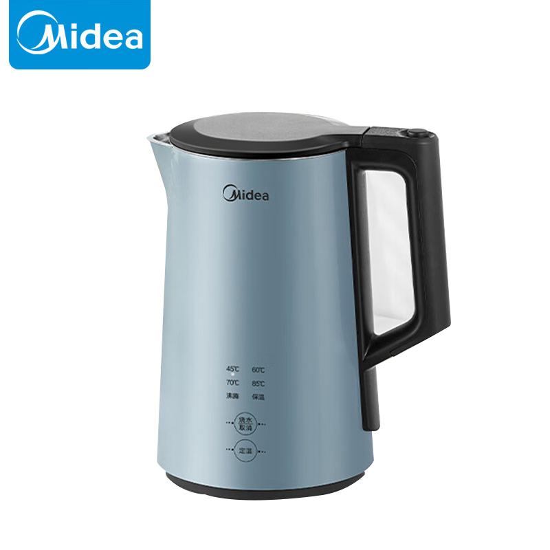 美的（Midea） MK-SEK1502电水壶1.5升双层防烫四段定温12小时电子双模式保温1500W速沸腾蓝色