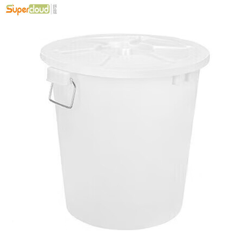 舒蔻(Supercloud) 塑料圆形垃圾桶 带盖100L 白色 个
