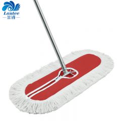 兰诗（LAUTEE）螺丝扣款大号钢杆尘推 商用酒店物业平板拖把 红色-110厘米 GJ-0136