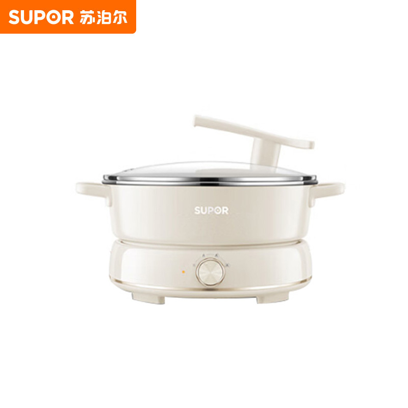 苏泊尔（SUPOR） H30YKX56多功能锅家用电火锅6L大容量电煮锅电炒锅分体式设计2000W大功率3档火力调节白色