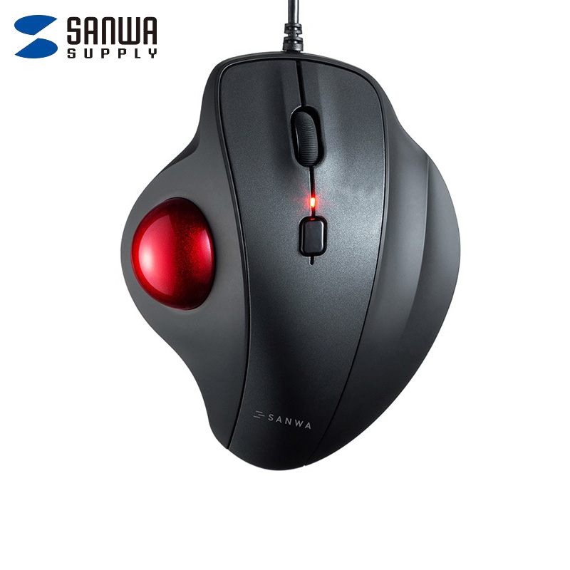 山业（SANWA） GMATB128BK人体工学轨迹球鼠标全按键轻音4键4档DPI绘图设计黑色有线