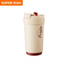 苏泊尔（SUPOR） 双层陶瓷覆层内胆吸管保温便携水咖啡杯子450mL羊皮纸色KC45KR10一个