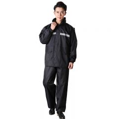 三极户外（Tri-Polar） 双层户外加厚分体加长款黑色单人成人男风衣保安执勤雨衣TP1675黑色2XL码
