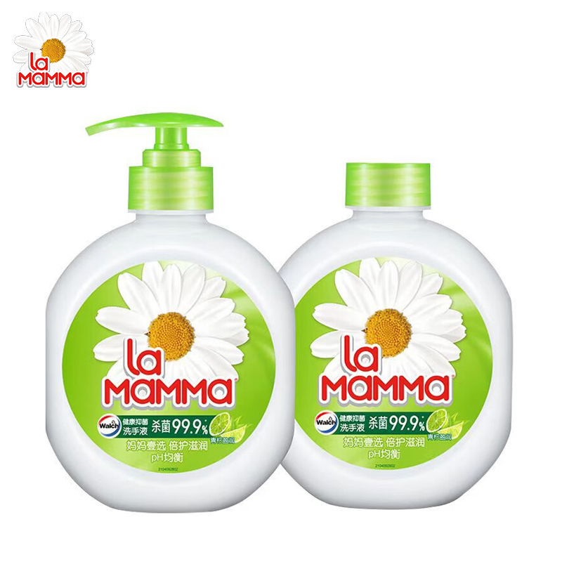 妈妈壹选 青柠莹润525ml+525ml补充装洗手液泡沫丰富