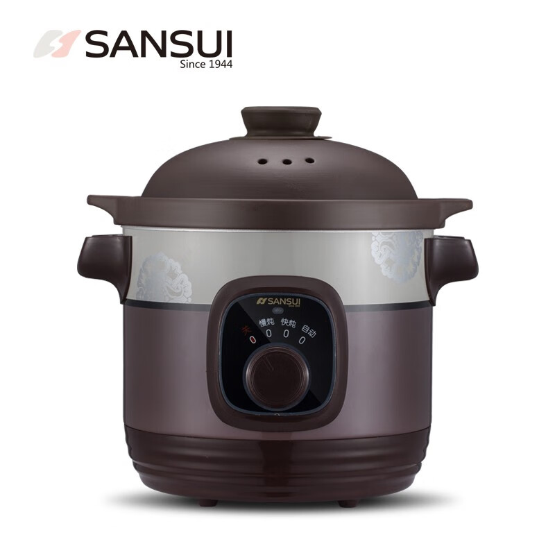 山水（SANSUI） SDZ-B1 晶陶内胆立体加热3L大容量旋钮控制机械款电炖锅 褐色