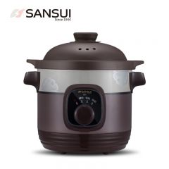 山水（SANSUI） SDZ-B1 晶陶内胆立体加热3L大容量旋钮控制机械款电炖锅 褐色