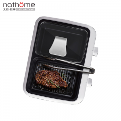 北欧欧慕（nathome） 多功能锅涮烤两用一体锅电火锅家用宿舍小型网红涮烤两用电烧烤炉 NDG814 白色