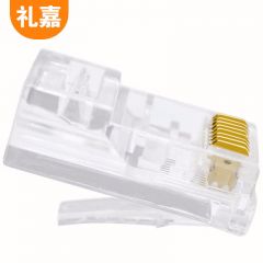 礼嘉（LIJIA） XL-58100 超五类非屏蔽网线水晶头 电脑宽带RJ45网络水晶头8P8C纯铜镀金工程级CAT5e线缆接头100个/袋