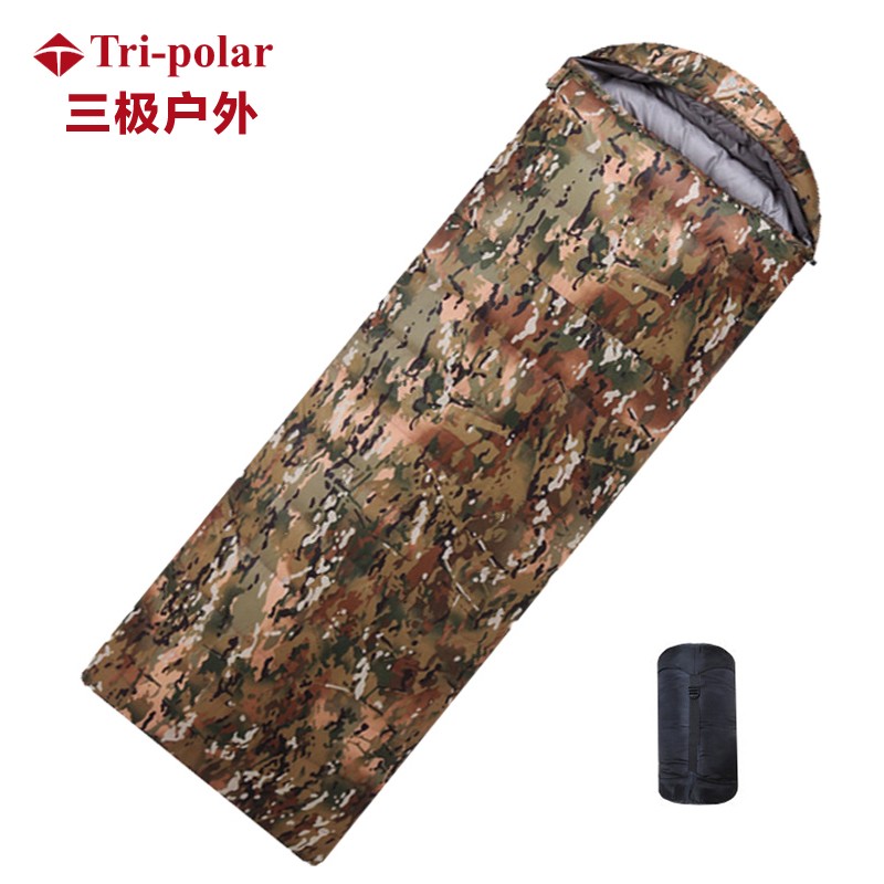 Tri-polar  成人睡袋户外迷彩登山露营旅行信绒睡袋加宽加绒睡袋TP2978 丛林迷彩210*80cm 1500g
