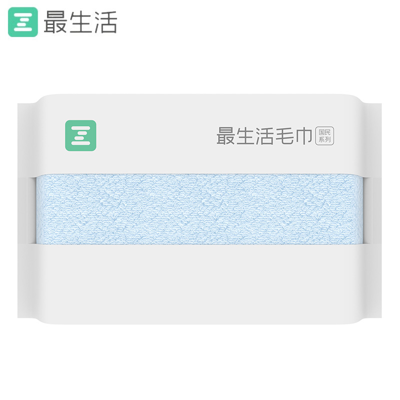 最生活（a-life） A-1180新疆长绒棉密封毛巾 纯棉洗脸巾 强吸水 国民系列 蓝色 34*72cm