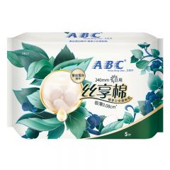 ABC 丝享棉蚕丝蛋白极薄棉柔表层日用卫生巾240mm*5片