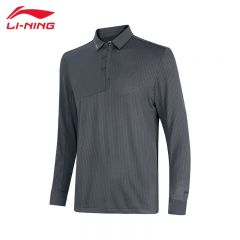 李宁（LI-NING） APLT221-4长袖POLO衫男子训练系列新款运动上衣冷檀黑S