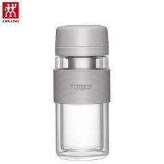 双立人（ZWILLING） 1026353水杯泡茶杯咖啡杯双层玻璃茶滤杯310ml大容量车载便携杯子 灰色-310ml