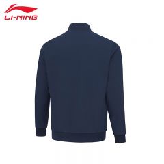 李宁（LI-NING） AJDT701防风保暖男款开衫无帽风衣商务夹克训练系列运动外套外太空蓝S