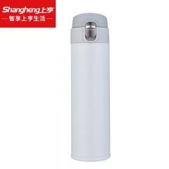 上亨（shangheng） 保温杯弹跳盖杯子304不锈钢学生水杯上学车载杯子男女 白色450ml