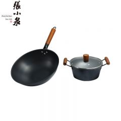 张小泉 韵味两件套C32400100家用锅具套装无涂层炒锅汤锅
