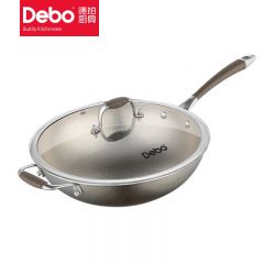 德铂（Debo） DEP-882科维奇无涂层家用大容量炒锅不沾耐磨银色炒锅32cm一口
