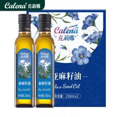 克莉娜 一级压榨正宗胡麻油食用油热炒油 亚麻籽油250ML*2礼盒