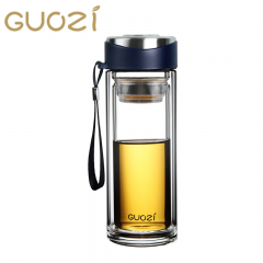 果兹 GZ-S18悦动双层杯高硼硅玻璃 耐急速温家用办公泡茶喝水杯子300ml