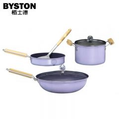 栢士德（BYSTON） 维斯伯套锅 不粘麦饭石煎锅奶锅炒锅锅具套装组合 BST-121 维斯伯套锅BST-121 紫色 3件套