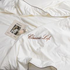 PLOVER啄木鸟家纺墨绿水洗真丝夏被180cm*220cm 米白 1.8米*2.2米