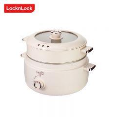乐扣乐扣（LOCK&LOCK） EJP1357WHT家用电蒸锅电煮锅电火锅家用电锅蒸包子全能双层大容量分体式可拆洗多用途锅4L白色