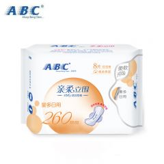 ABC  亲柔立围量多日用轻透薄棉柔表层卫生巾8片(含KMS健康配方)
