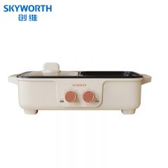 创维（SKYWORTH） F901多用途煎烤一体锅  乳白色 1.5L分区独立控温机械旋钮调节