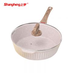 上亨（shangheng） 麦饭石色不粘炒锅轻油家用煎锅炸煮炒菜锅少烟燃气灶电磁炉通用 【32CM升级加厚白】不粘煎炒锅 SHZH-CJCG001