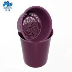 兰诗（LAUTEE） 茶渣过滤桶 垃圾桶塑料茶台废水桶过滤垃圾茶水桶 紫色圆形小号