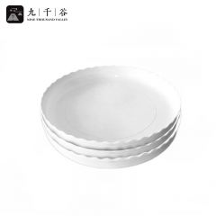九千谷 花盆托盘圆形3个装 波浪形树脂花盆底座托盘加厚型家用办公桌面花盆垫实用内径24cm白色1954