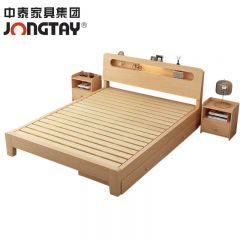 中泰（jongtay）床简约卧室家具木板床 1..8米北欧原木色双人床 J-YQDZ11 2000*1800*450mm