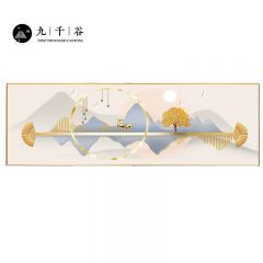 九千谷 卧室装饰画晶瓷镶钻现代轻奢主卧次卧床头背景墙遮挡壁画挂画50*160cm晶瓷镶钻画黑框8731