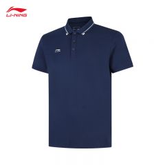 李宁（LI-NING） APLV063-8男士舒适透气短袖POLO亲肤上衣深航舰蓝L码
